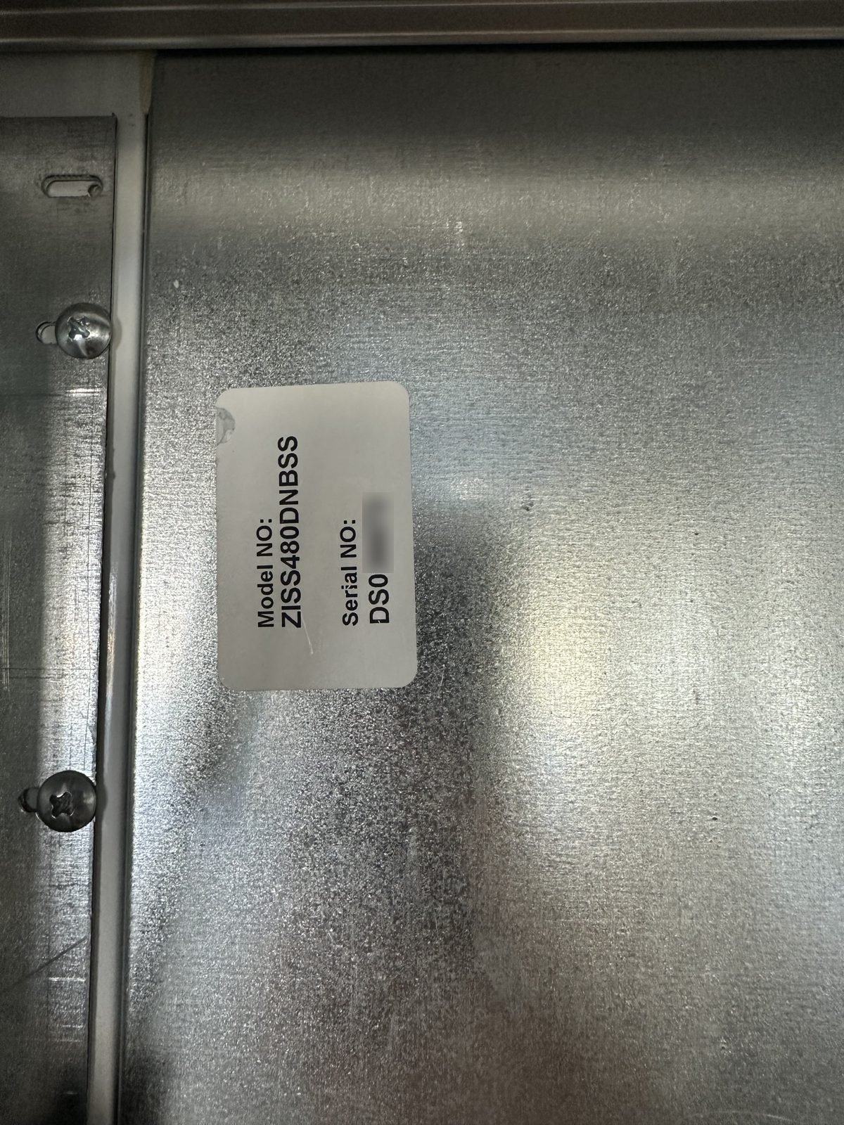 Monogram model tag ZISS480DNBSS