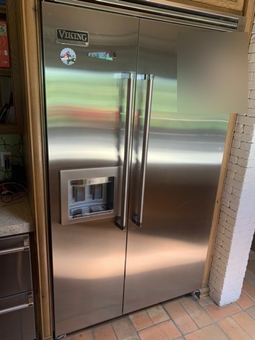 Viking built-in side-by-side refrigerator, front view