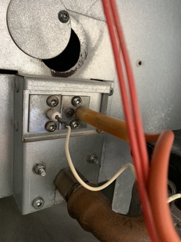 Dryer burner assembly, close view