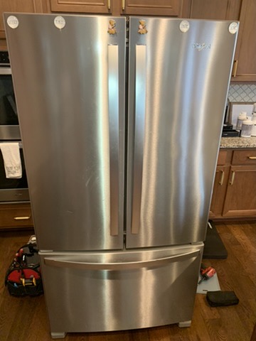 Whirlpool French-door refrigerator, front view