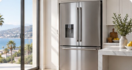 Stainless French-door refrigerator in a San Diego kitchen